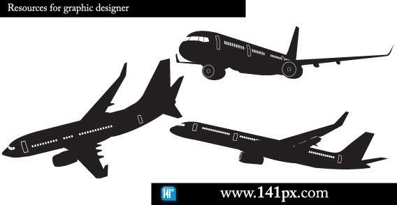 Airplane silhouettes free vector