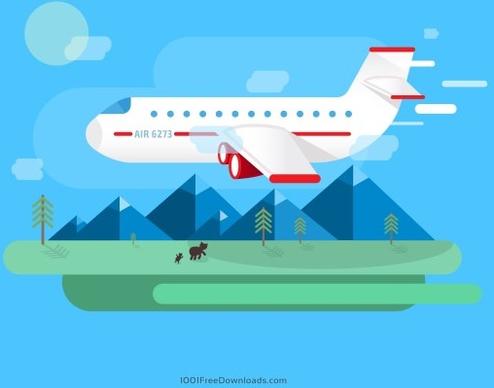 airplane with travel vector