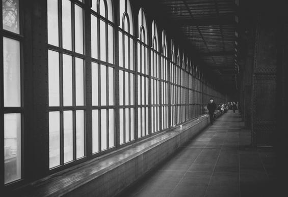 airport architecture black and white building business