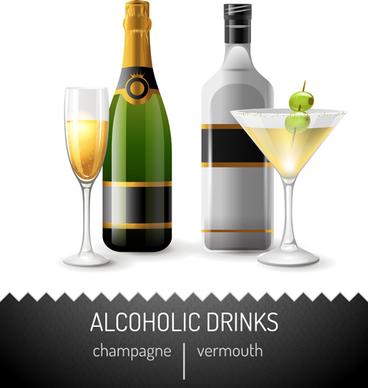 alcoholic drinks vector design elements