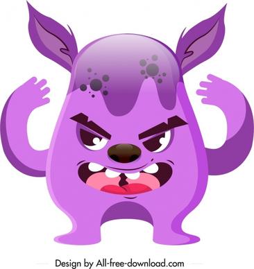 alien monster icon violet sketch cartoon character