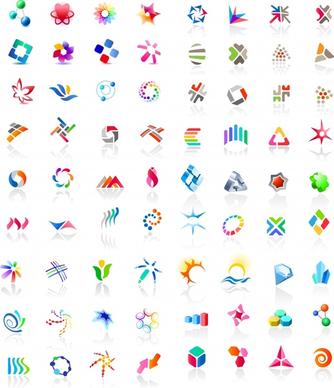 decor logo icons collection colorful symbols shapes
