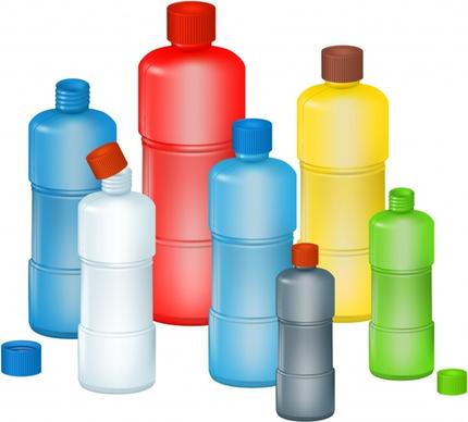 plastic bottles background colorful modern 3d design