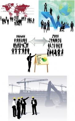 all kinds of business people silhouette vector