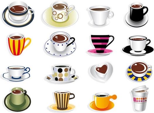 coffee cups icons modern colorful 3d sketch