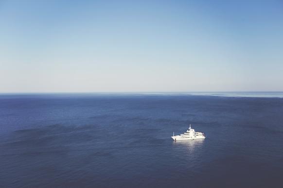 alone boat horizon ocean sea ship sky transport