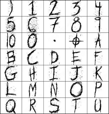 alphabet and numbers brush