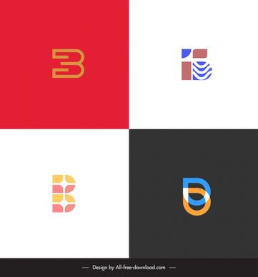 alphabet b logo collection elegant flat stylized texts shapes