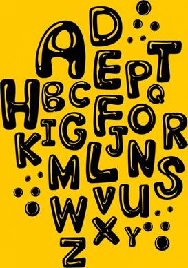 alphabet background black capital texts black yellow design