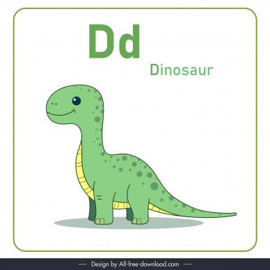 alphabet letter d design elements flat handdrawn dinosaur