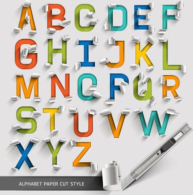 alphabet paper cut creative vector