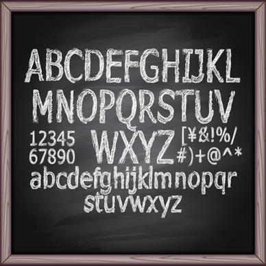 alphabet with numbers and chalkboard vector