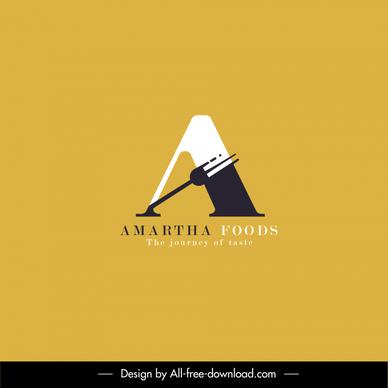amartha foods logo template flat contrast silhouette stylized text fork sketch