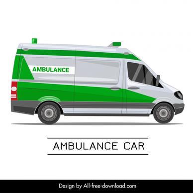 ambulance car icon flat side view outline 