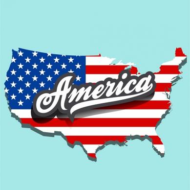 america advertising banner flag map text decoration