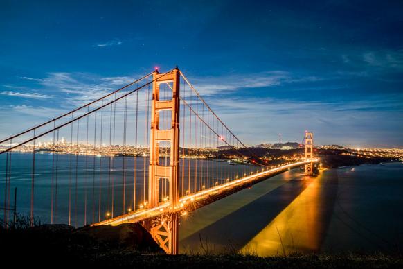 america scenery picture  golden gate bridge twilight scene 