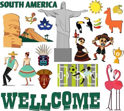 america travel design elements national symbols icons