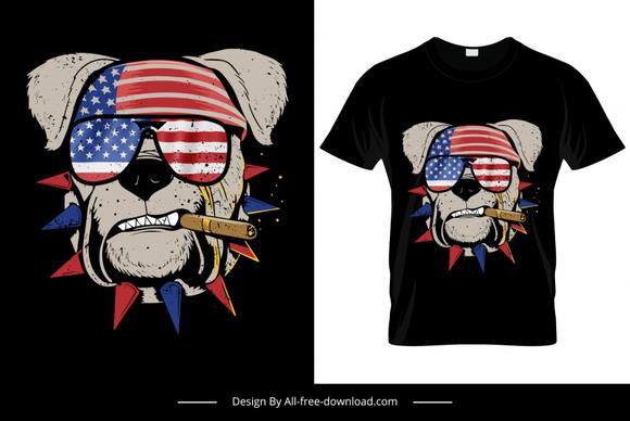 american bulldog tshirt template funny stylized cartoon sketch