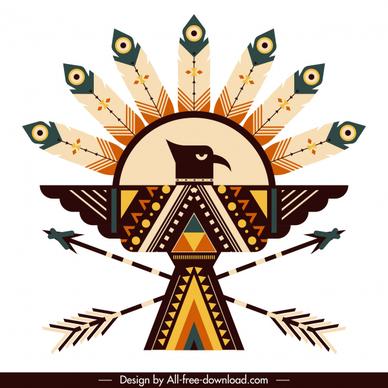 american indian symbol icon symmetric eagle feather arrows