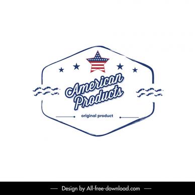 american product stamp flat geometry flag stars decor