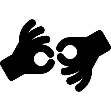 American sign language interpreting ok hand sign silhouette icon