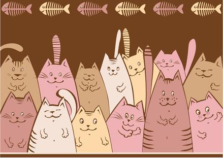 amusing cartoon cats vector design
