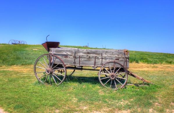 an old wagon of homesteaders at badlands national park south dakota