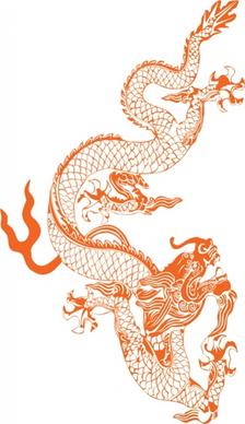 dragon painting classical oriental icon colored sketch