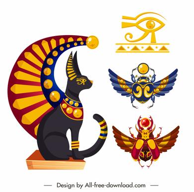 ancient egypt design elements colorful emblems sketch