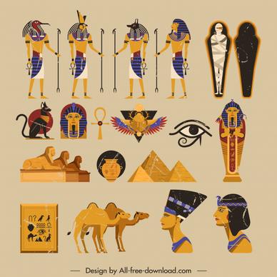 ancient egypt icons retro symbols sketch