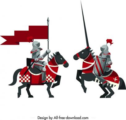 ancient royal knights icon colored classical design