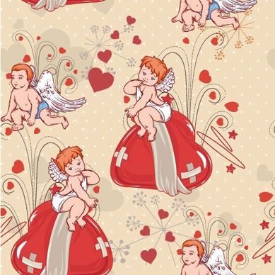 angel cupid hearts vector illustration