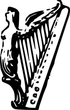 Angel Harp Lineart clip art