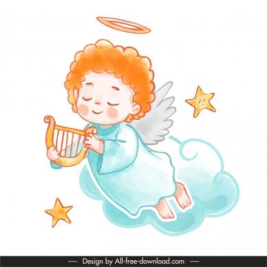 angel icons cute winged boy sketch cartoon character