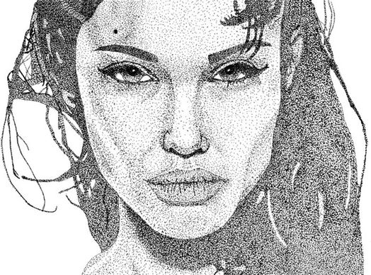 Angelina Jolie Stipple Art Vector