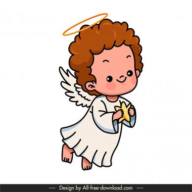 angle icon cute flying kid sketch handdrawn cartoon character