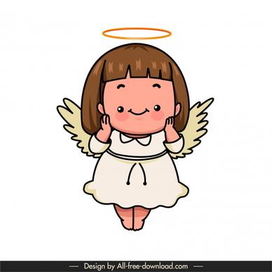 angle icon cute little winged girl sketch cartoon character