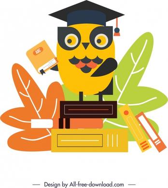animal background education theme stylized owl icon