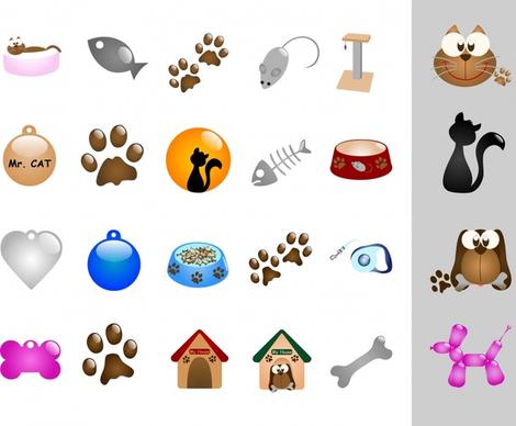 animal icons dog cat pet theme colored design