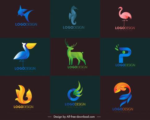 animal logotypes modern colored shapes