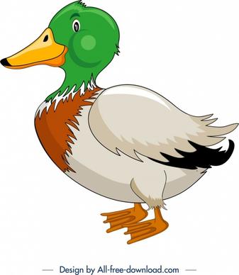 animal painting wild duck icon colored cartoon sketch