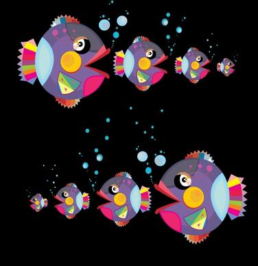 animal background school fish icon colorful dark design