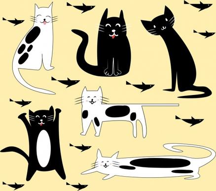 animal stickers collection cat fish icons funny design