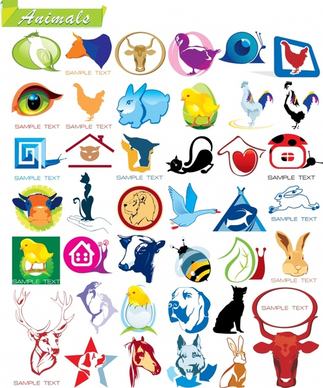 animals logotypes colorful flat 3d silhouette decor