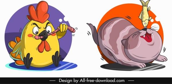 animals avatar templates chick cat icons funny cartoon