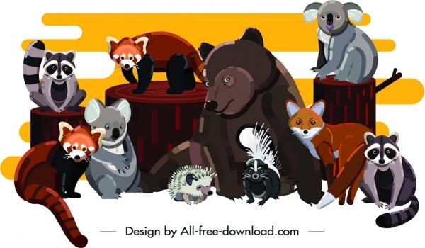 animals painting cute cartoon characters design