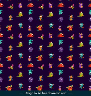 animals pattern template colorful dark repeating sketch