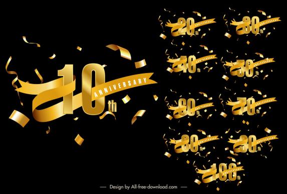 anniversary sign templates dynamic confetti 3d number ribbon