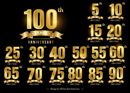 anniversary sign templates shiny luxury golden number ribbon