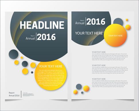 annual report brochure design with various colorful rounds